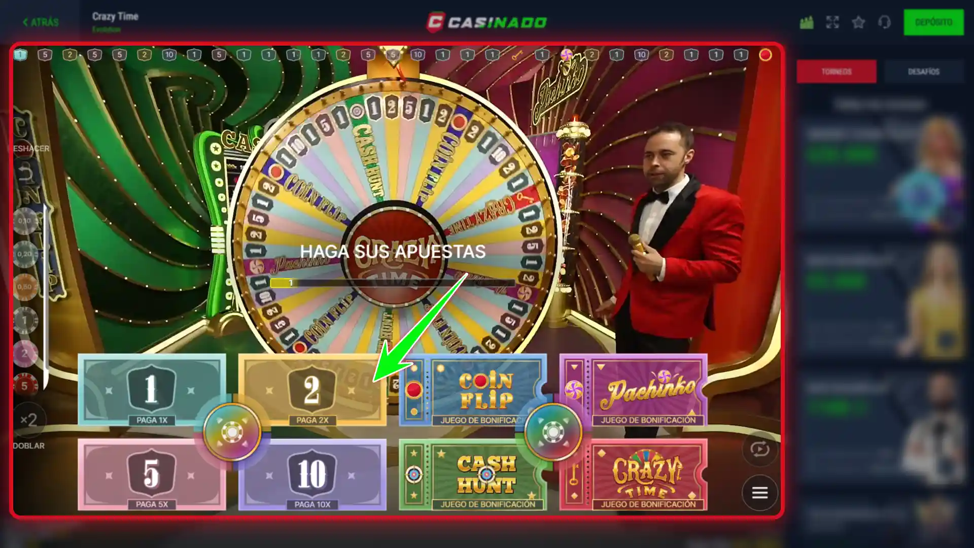 Sigue la transmisión e interactúa con el crupier de Casinado oficial.