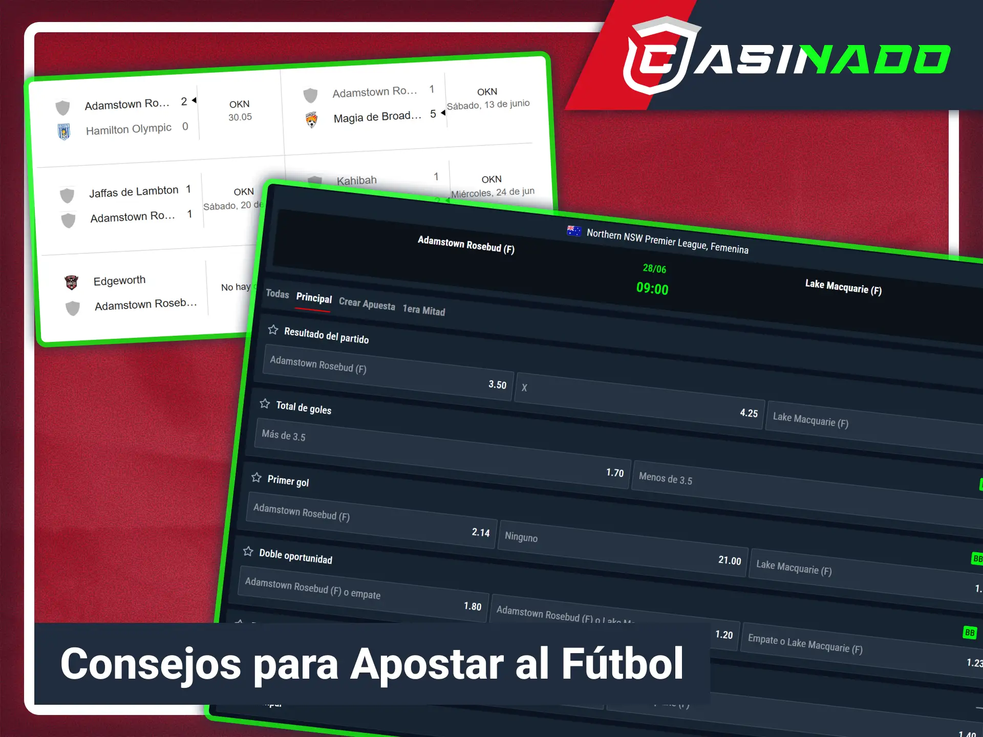 Lee consejos de apuestas deportivas de fútbol en Casinado oficial.