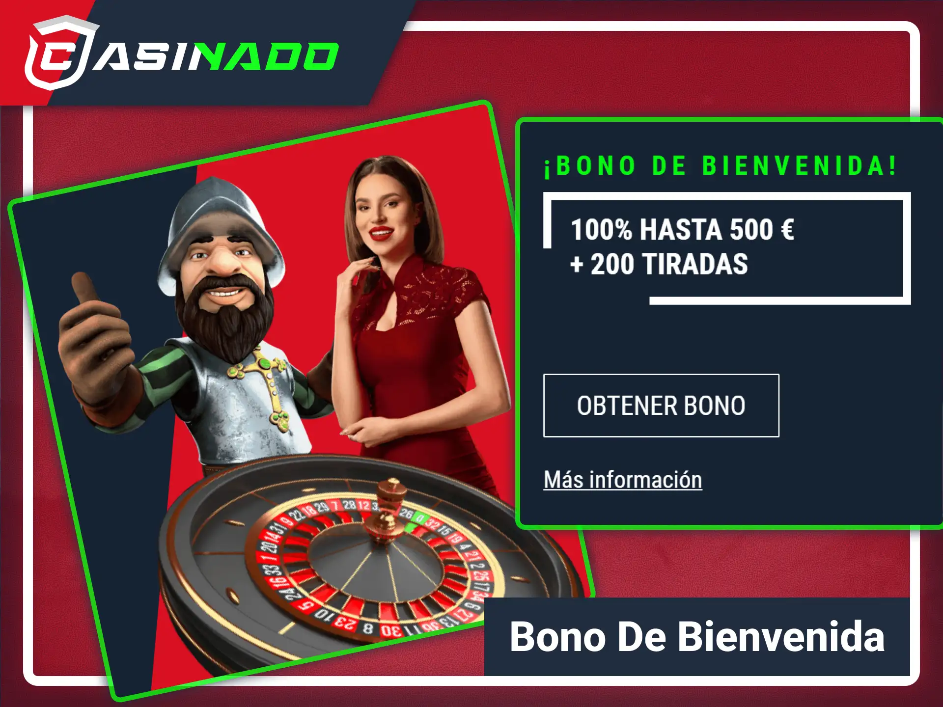 Reclama tu bono de nuevo jugador en Casinado web oficial.