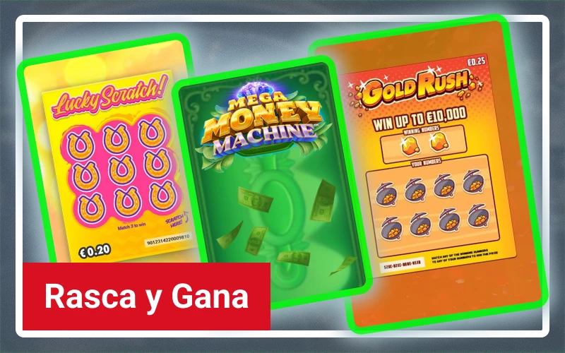 Consigue premios instantáneos con las tarjetas rasca de Casinado oficial.