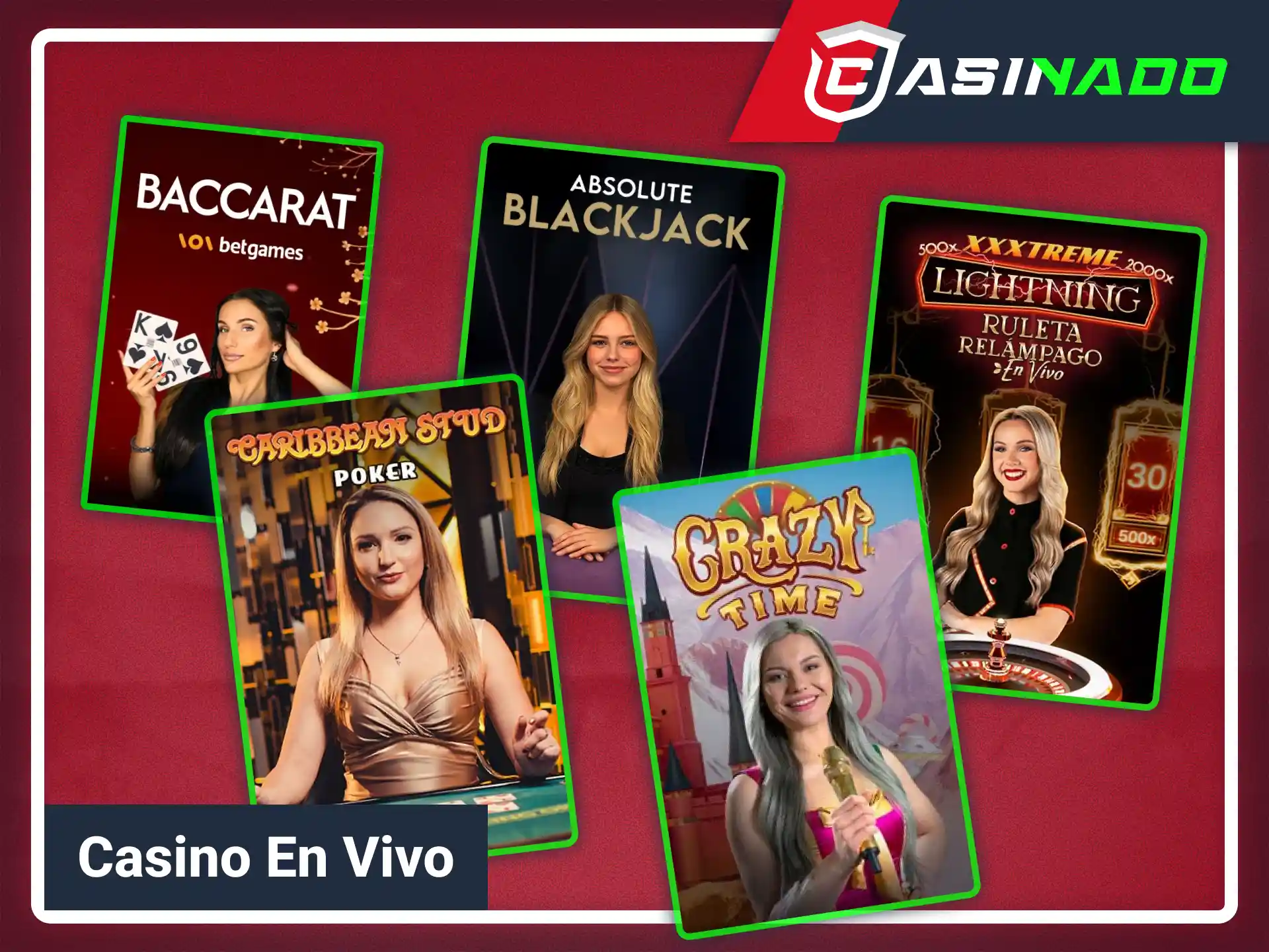 Juega con crupieres reales en directo en Casinado casino oficial.
