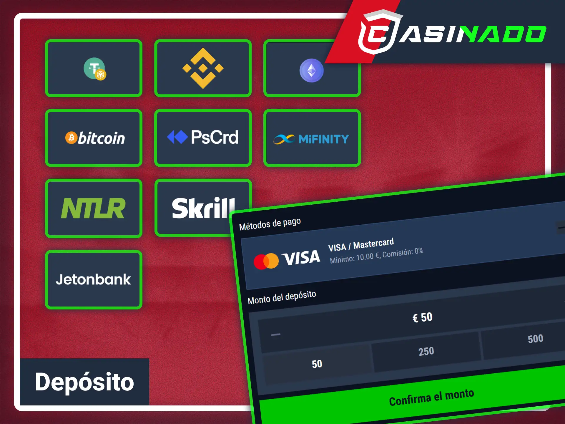 Deposita fondos de forma segura en la cuenta Casinado oficial.
