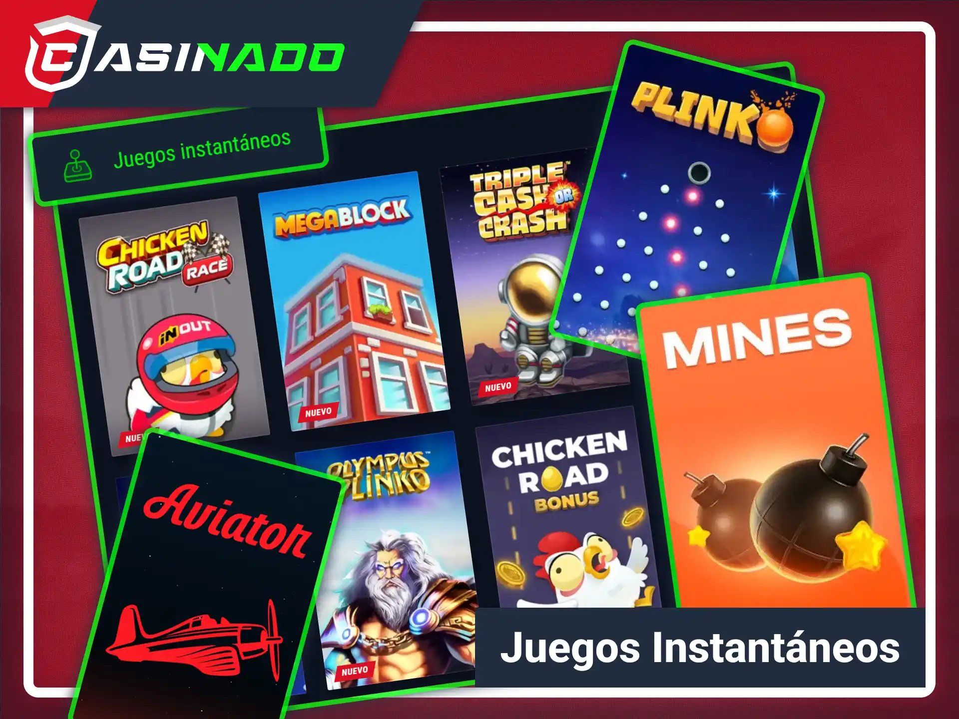 Diviértete con juegos rápidos de crash en Casinado sitio oficial.